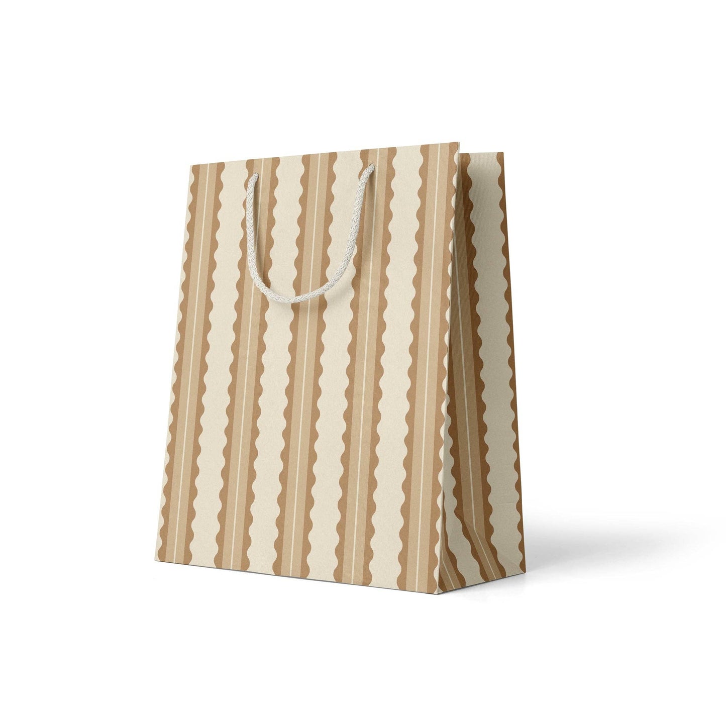 Tan Scalloped Stripe Gift Bag