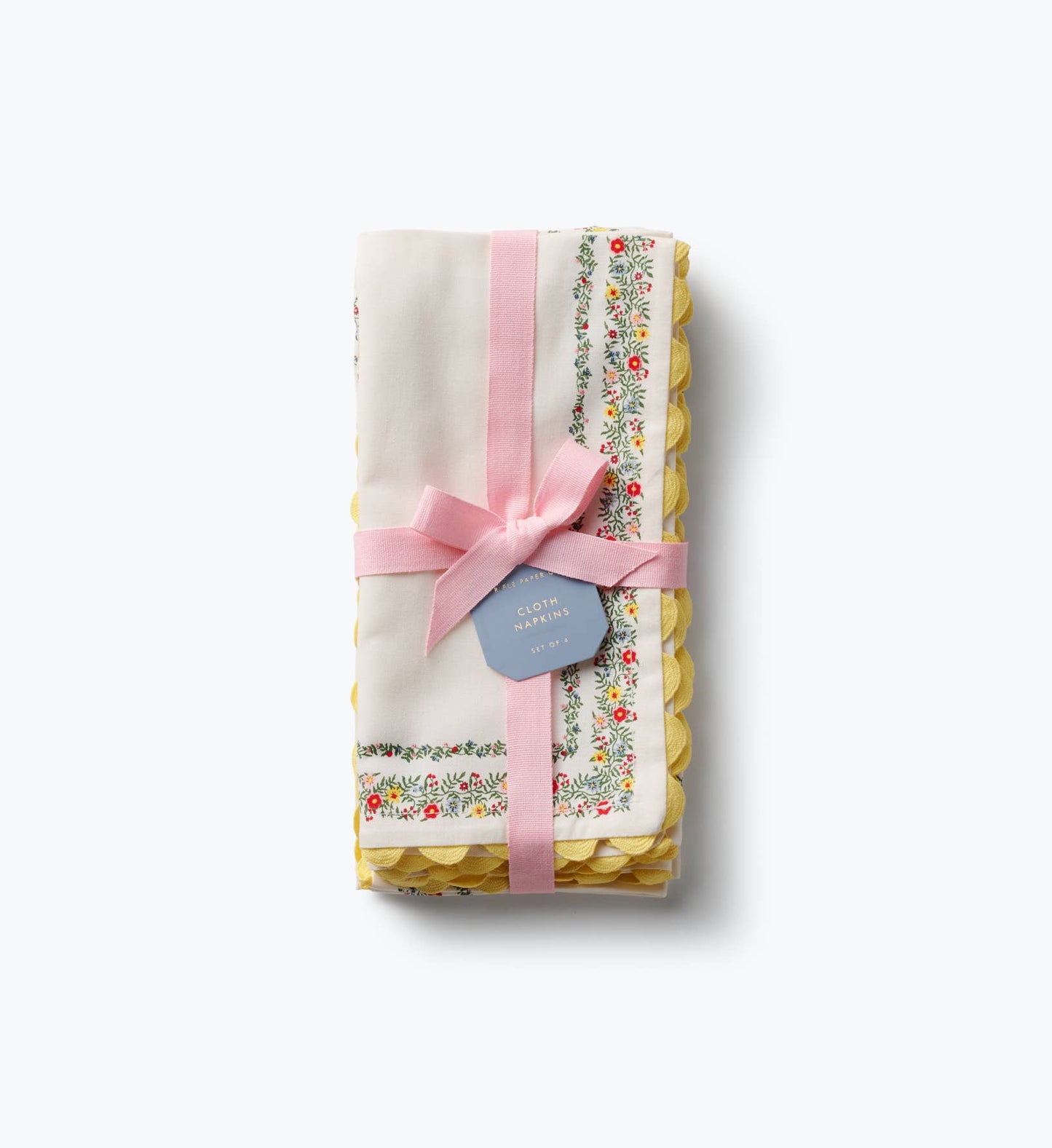 Rosette Stripe Embroidered Cotton Napkins, Set of 4