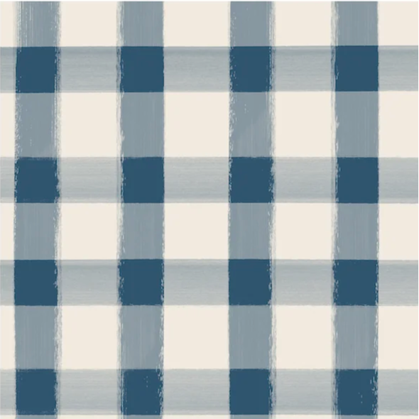 Navy Painted Check Cocktail Napkin