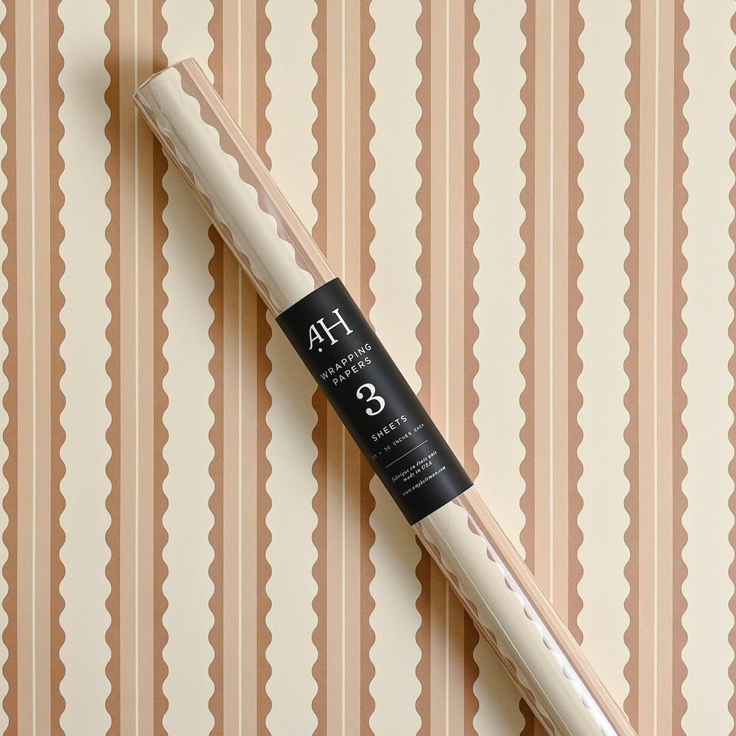 Tan Scalloped Stripe Wrap