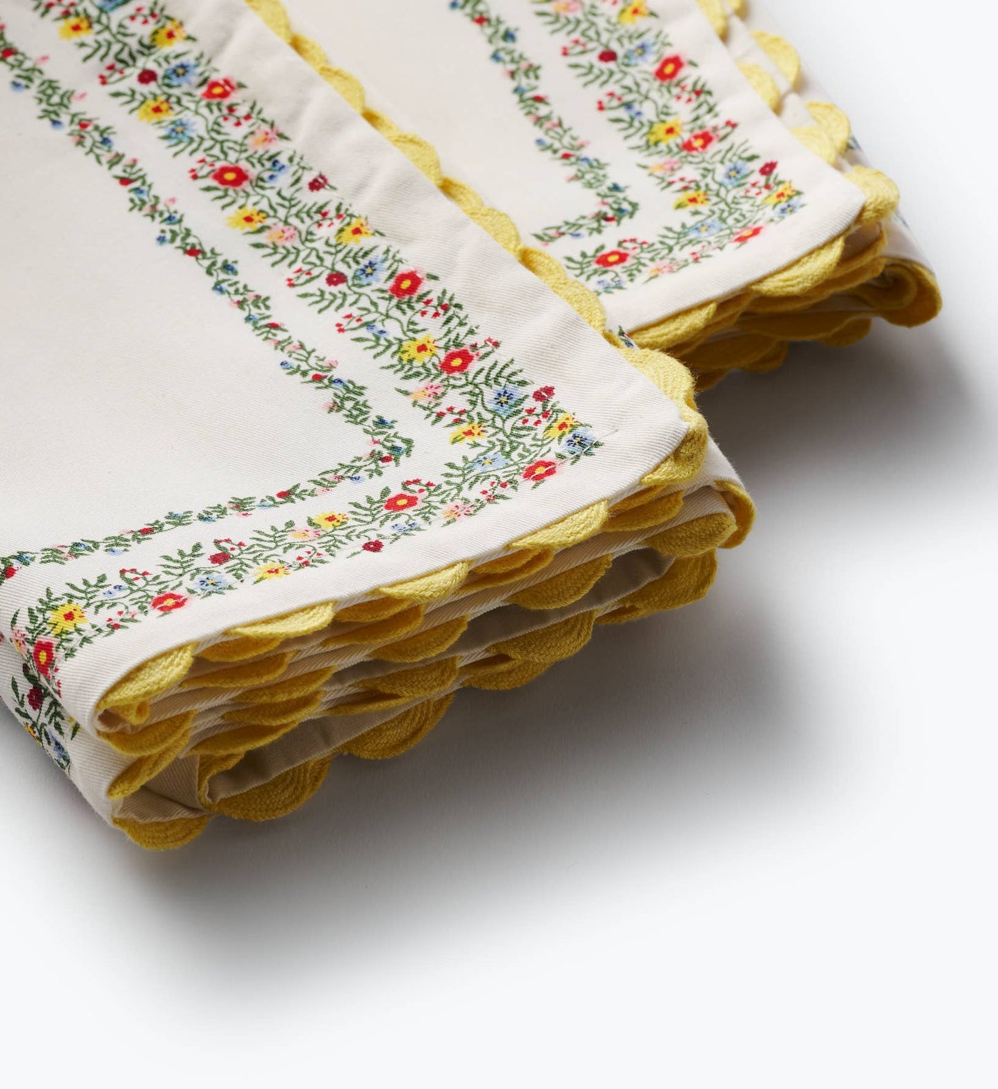 Rosette Stripe Embroidered Cotton Napkins, Set of 4