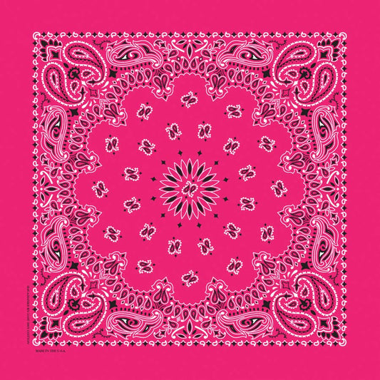 Bandanna - 35" Grande MADE IN USA - Hot Pink Paisley