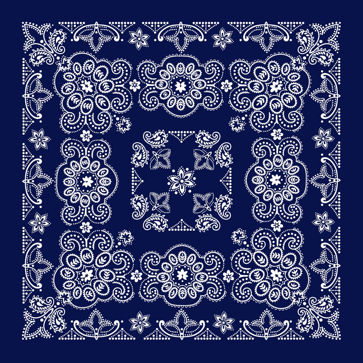 Bandanna - 27" Large Navy Texas Paisley