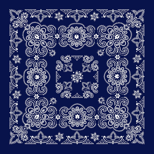 Bandanna - 27" Large Navy Texas Paisley