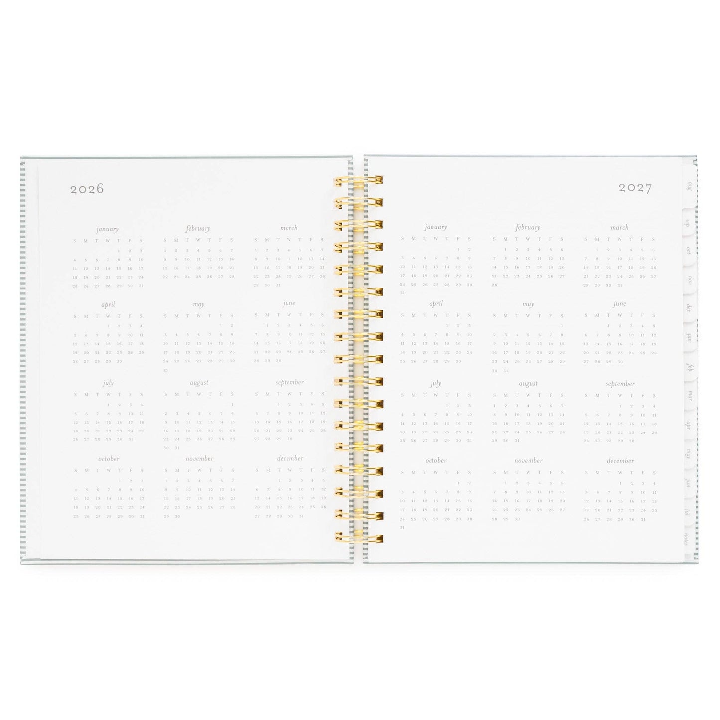 2026-2027 Dusty Blue Pinstripe Academic Spiral Weekly & Monthly Planner