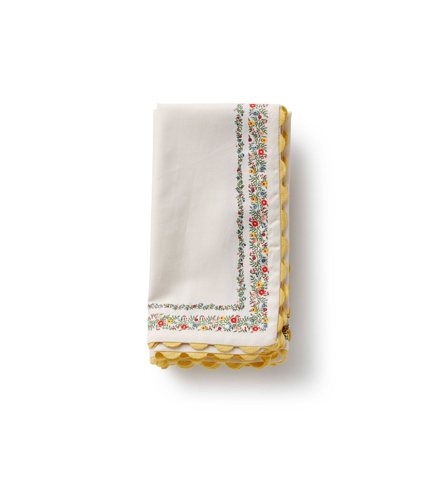 Rosette Stripe Embroidered Cotton Napkins, Set of 4