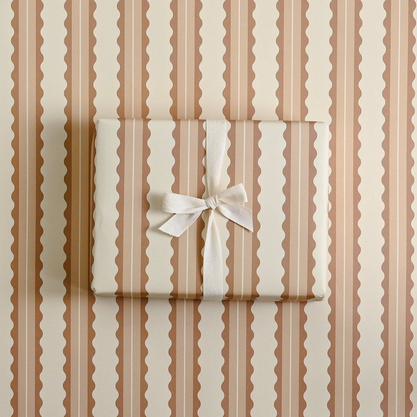 Tan Scalloped Stripe Wrap