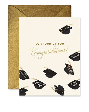 Flying Hat Graduation Greeting Card