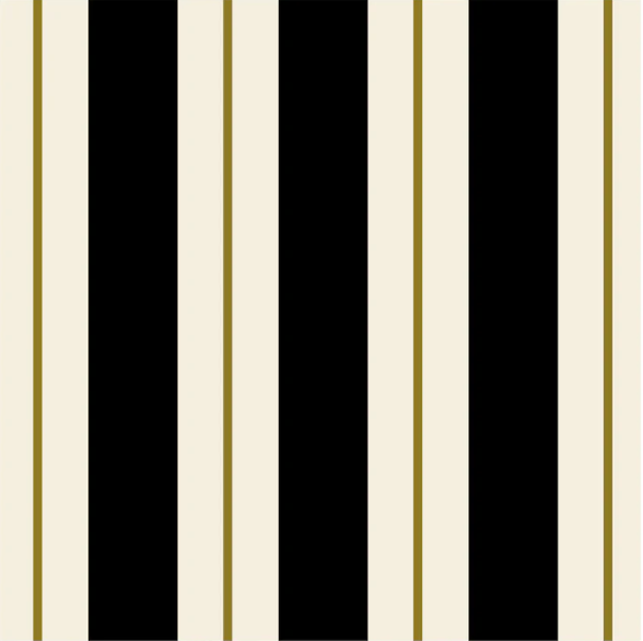 Black & Gold Awning Stripe Cocktail Napkin