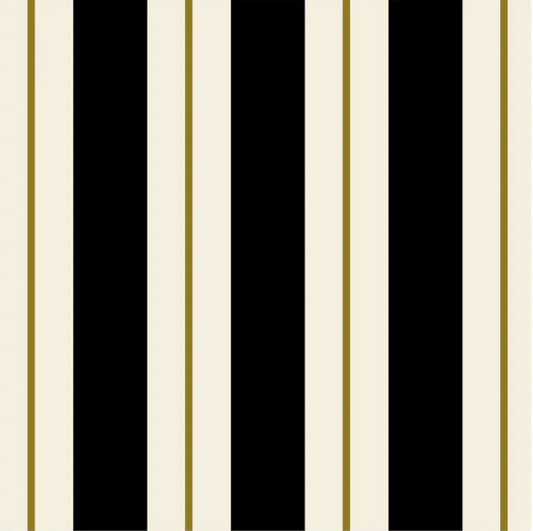 Black & Gold Awning Stripe Cocktail Napkin