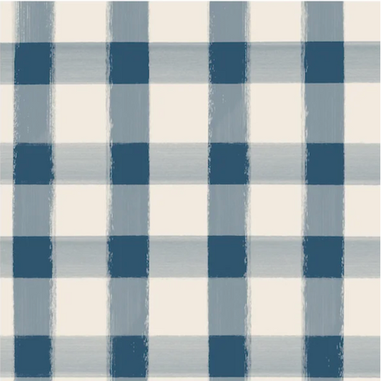 Navy Painted Check Cocktail Napkin
