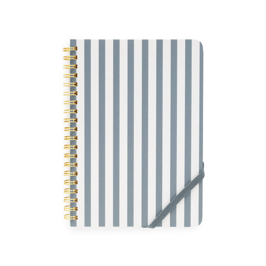 Mini Spiral Notebook, Dusty Blue Stripe