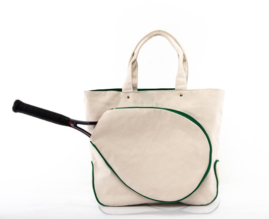 Tennis Tote: Natural & Emerald