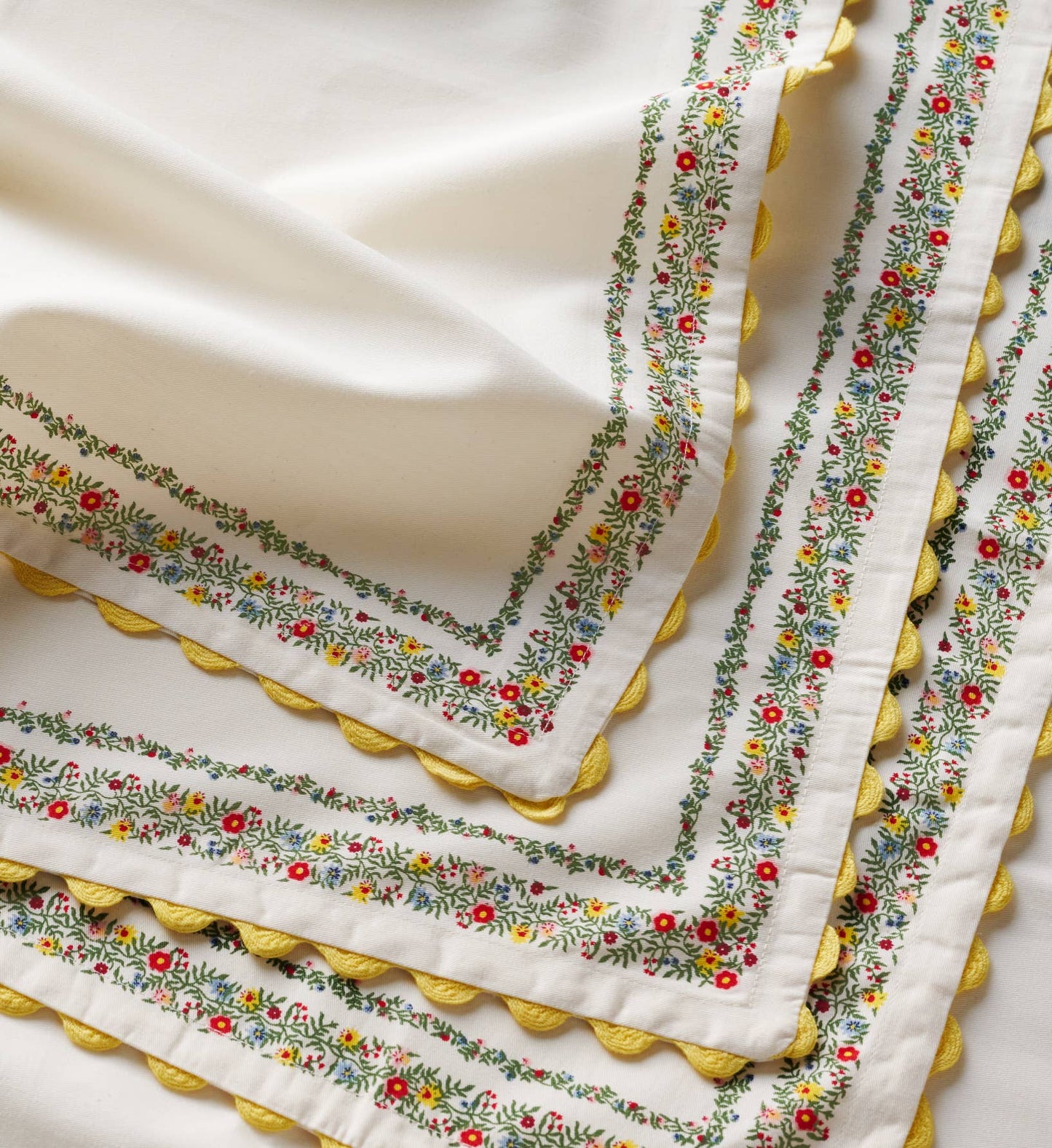 Rosette Stripe Embroidered Cotton Napkins, Set of 4
