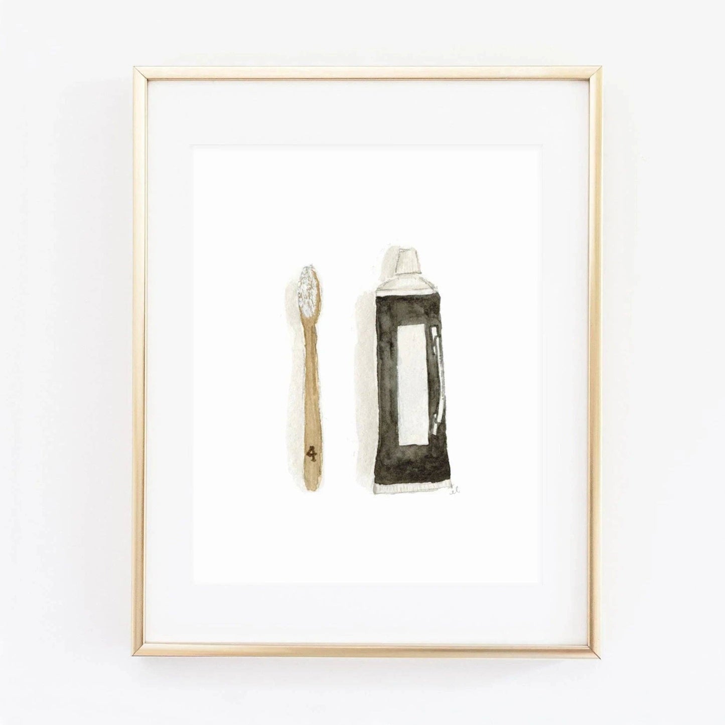Toothbrush watercolor wall art print