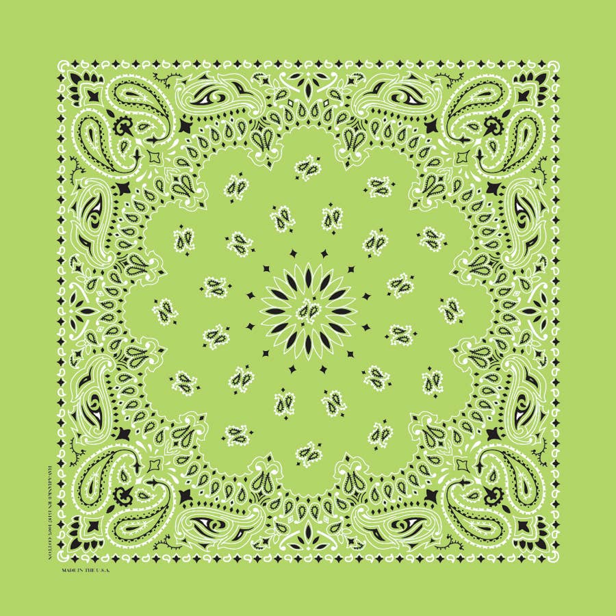 Bandanna - 22" MADE IN USA - Lime Paisley