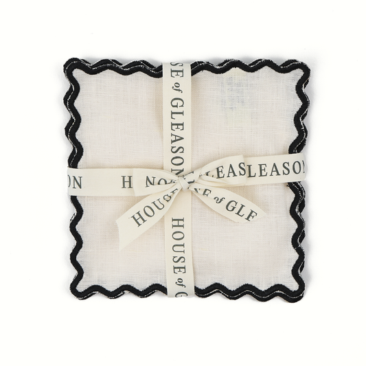 Cream Linen Square Cocktail Napkins - Set of 4