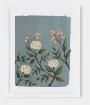 Painted Peonies Slate Art Print - Framed
