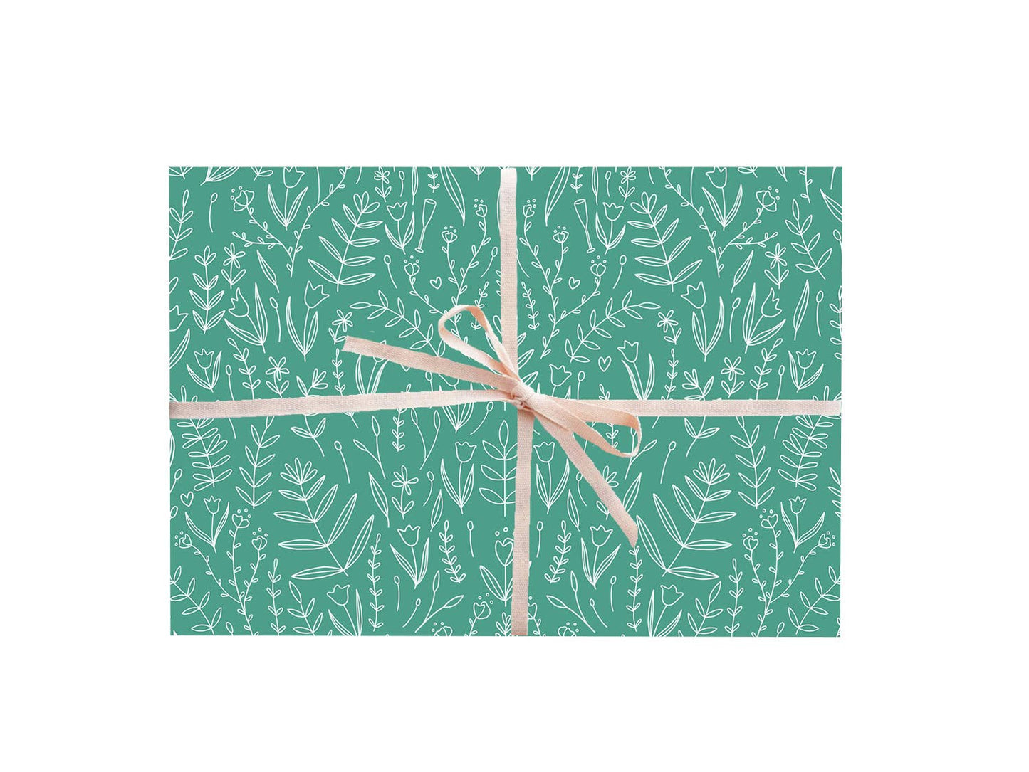 Green Floral Gift Wrap - Rolls and Sheets